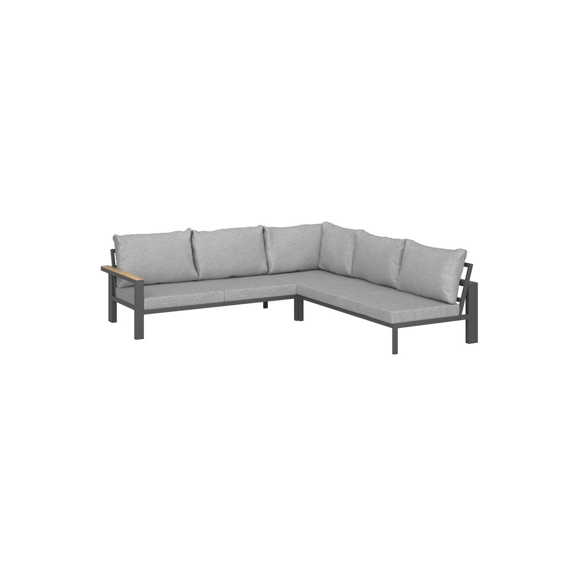KOMPLET STOŁOWY NA TARAS MELINA - kolor naturalny/jasnoszary, Modern, metal/drewno (272/79/84cm) - Bessagi Garden