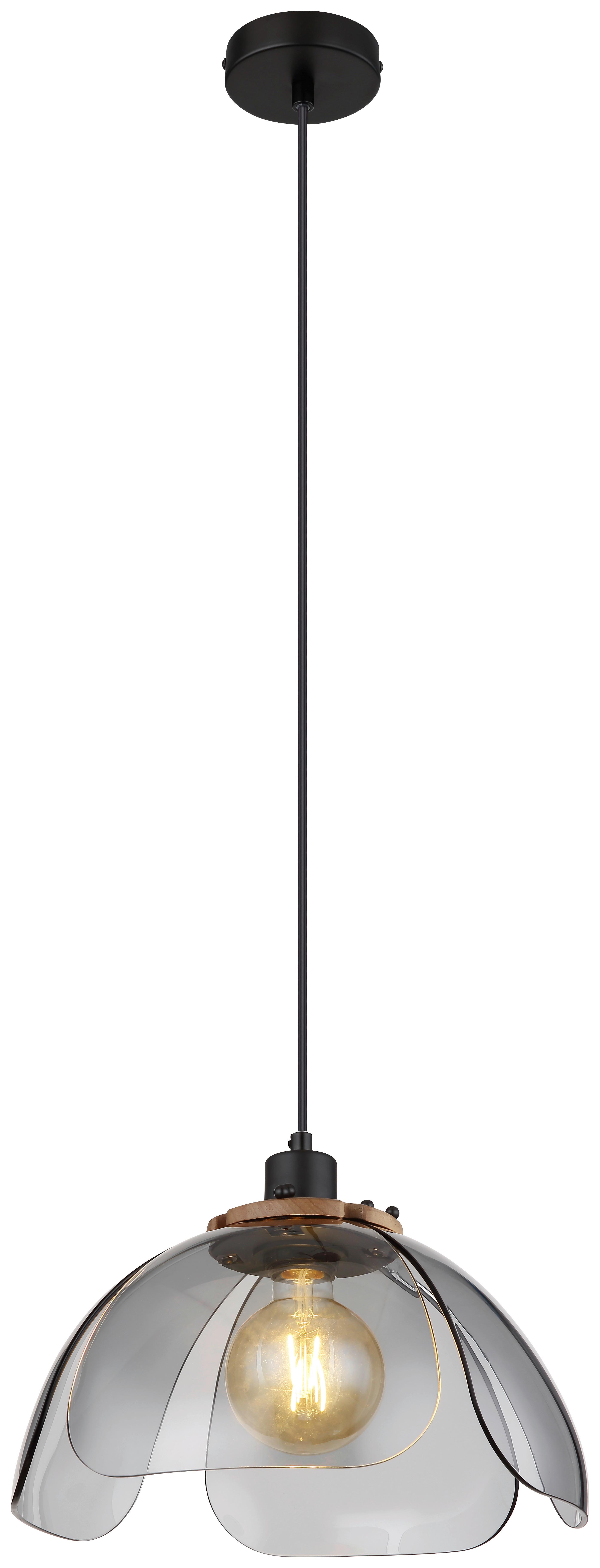HÄNGELEUCHTE 15785 D: 34 CM SCHWARZ - Schwarz, Basics, Glas/Metall (34/120cm) - Globo