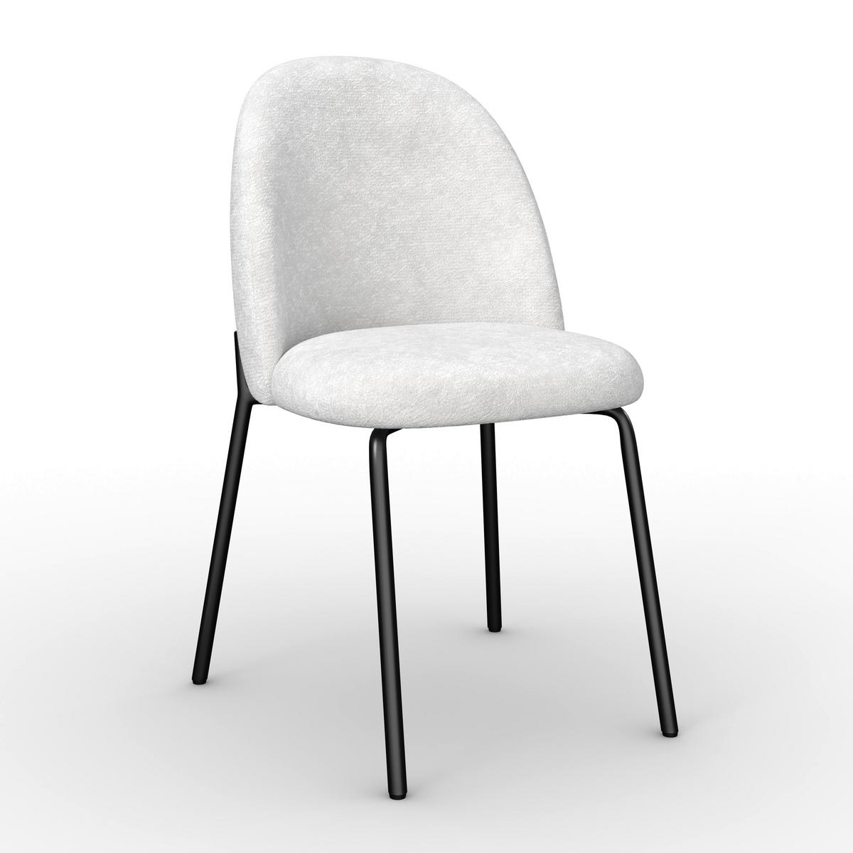 Stuhl Elora Hellgrau Webstoff Gepolstert - Hellgrau/Schwarz, MODERN, Textil/Metall (48/86/55cm) - Bessagi Home