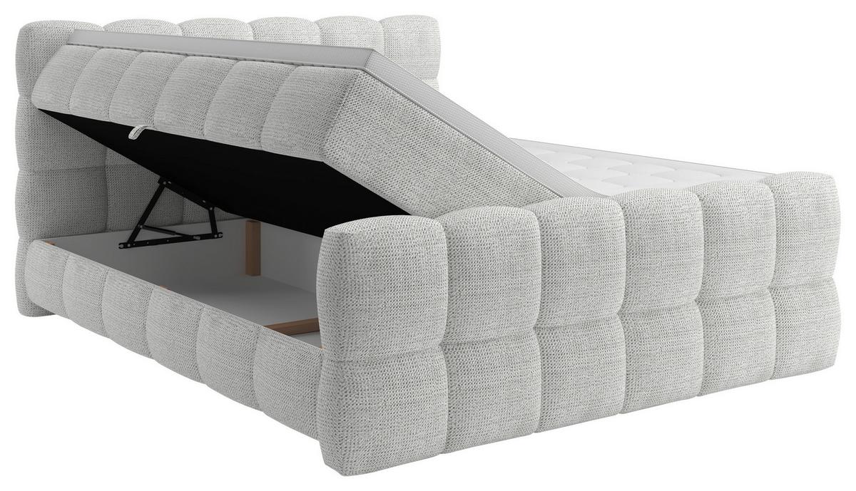 Boxspring Krevet Brisbane - sivo-bijela/crna, Trend, drvni materijal/drvo (140/200cm) - Premium Living