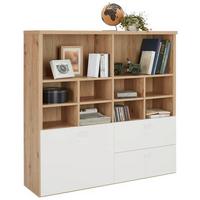 Regal in Weiss/Eichefarben - Weiss/Eichefarben, Modern, Holzwerkstoff (131,4/130/35cm) - Mömax