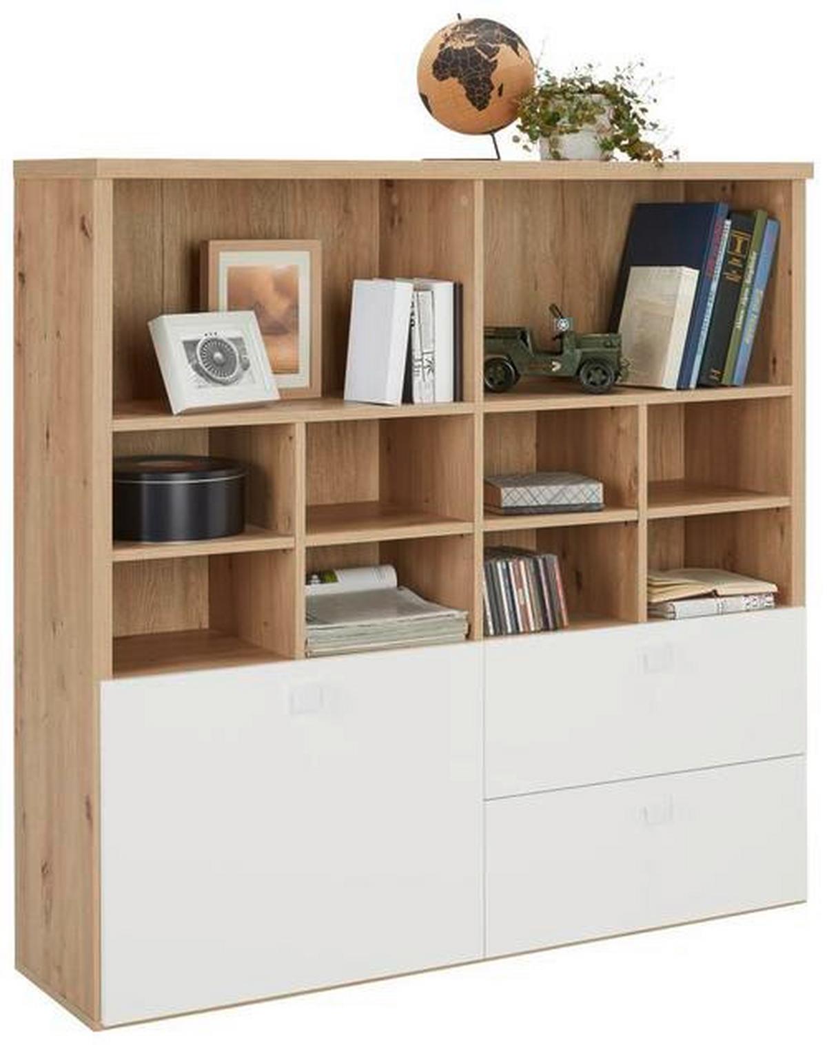 Regal in Weiss/Eichefarben - Weiss/Eichefarben, Modern, Holzwerkstoff (131,4/130/35cm) - Mömax