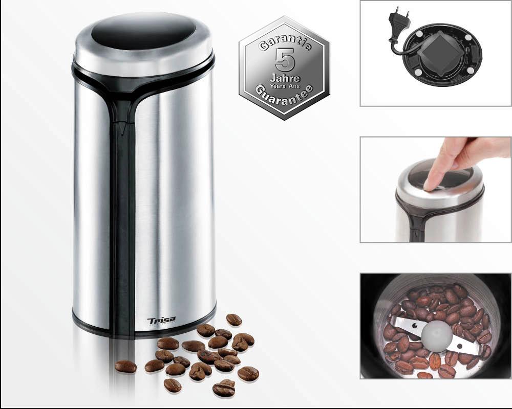 Kaffeemühle Macinino Caffè in Edelstahlfarben - Edelstahlfarben, Basics, Kunststoff (10/8/17cm) - Trisa Electronics