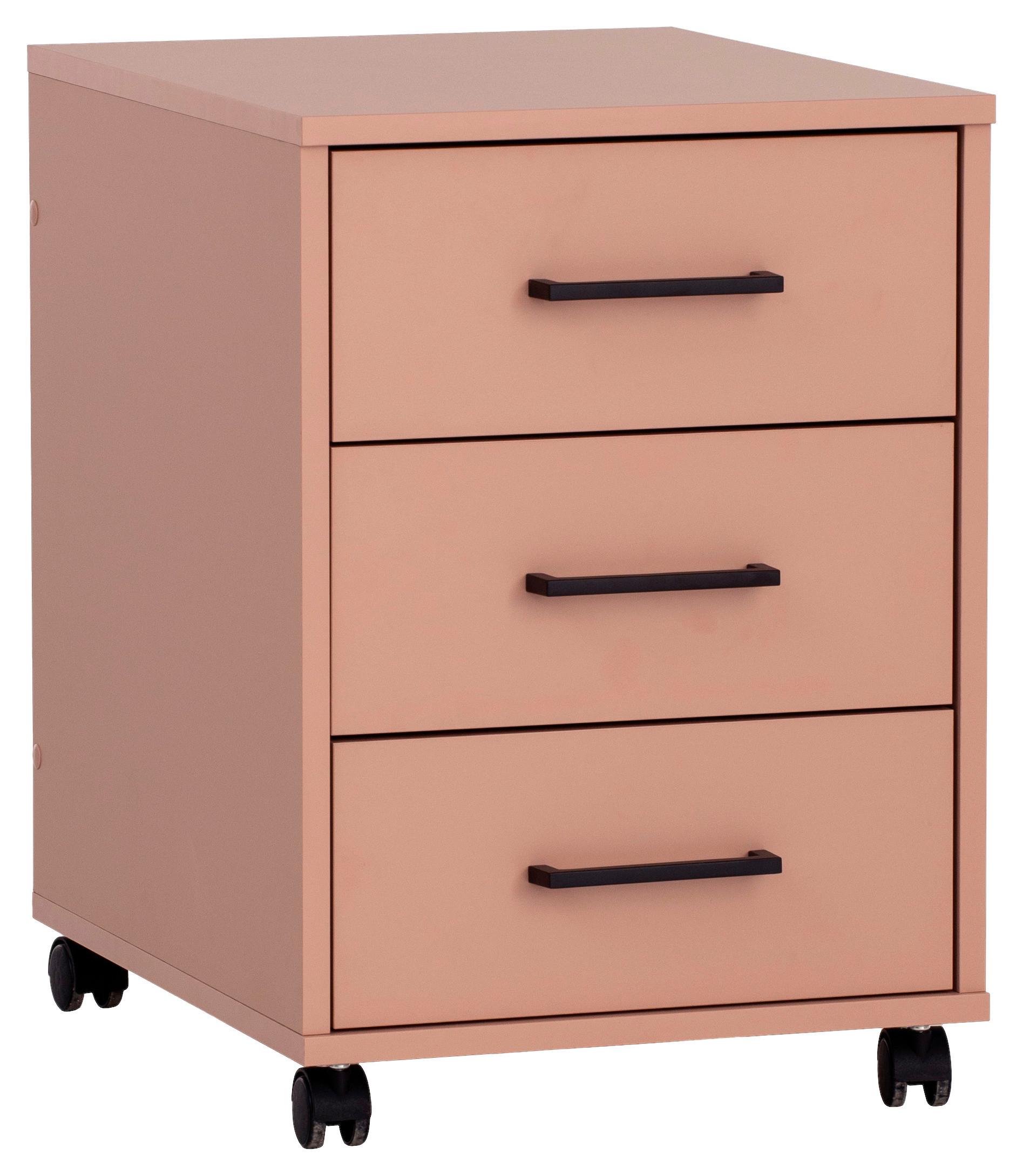 Rollcontainer Ruby Apricot - Schwarz/Orange, MODERN, Holzwerkstoff/Kunststoff (40,1/57/50cm) - MID.YOU