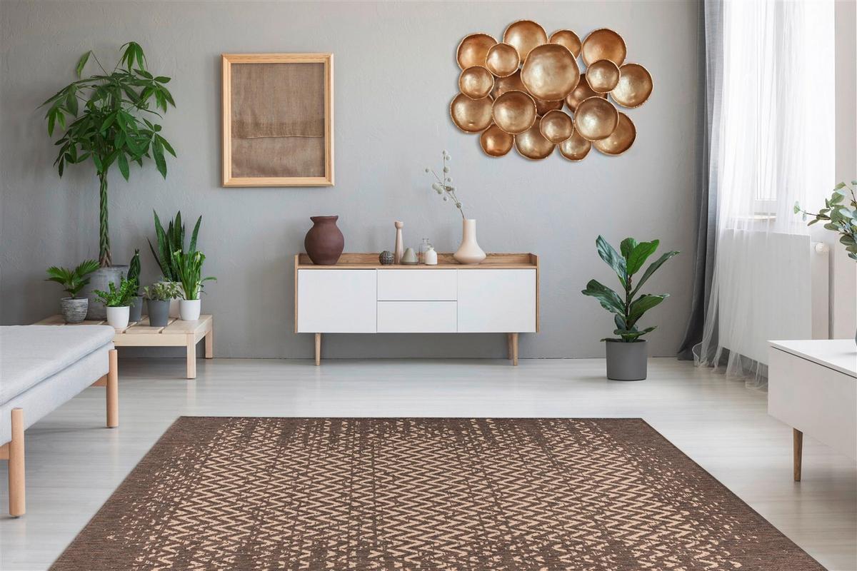 FLACHWEBETEPPICH SPLASH 600 BRAUN / CREME - Creme/Braun, Konventionell, Textil (80/150cm) - Kayoom