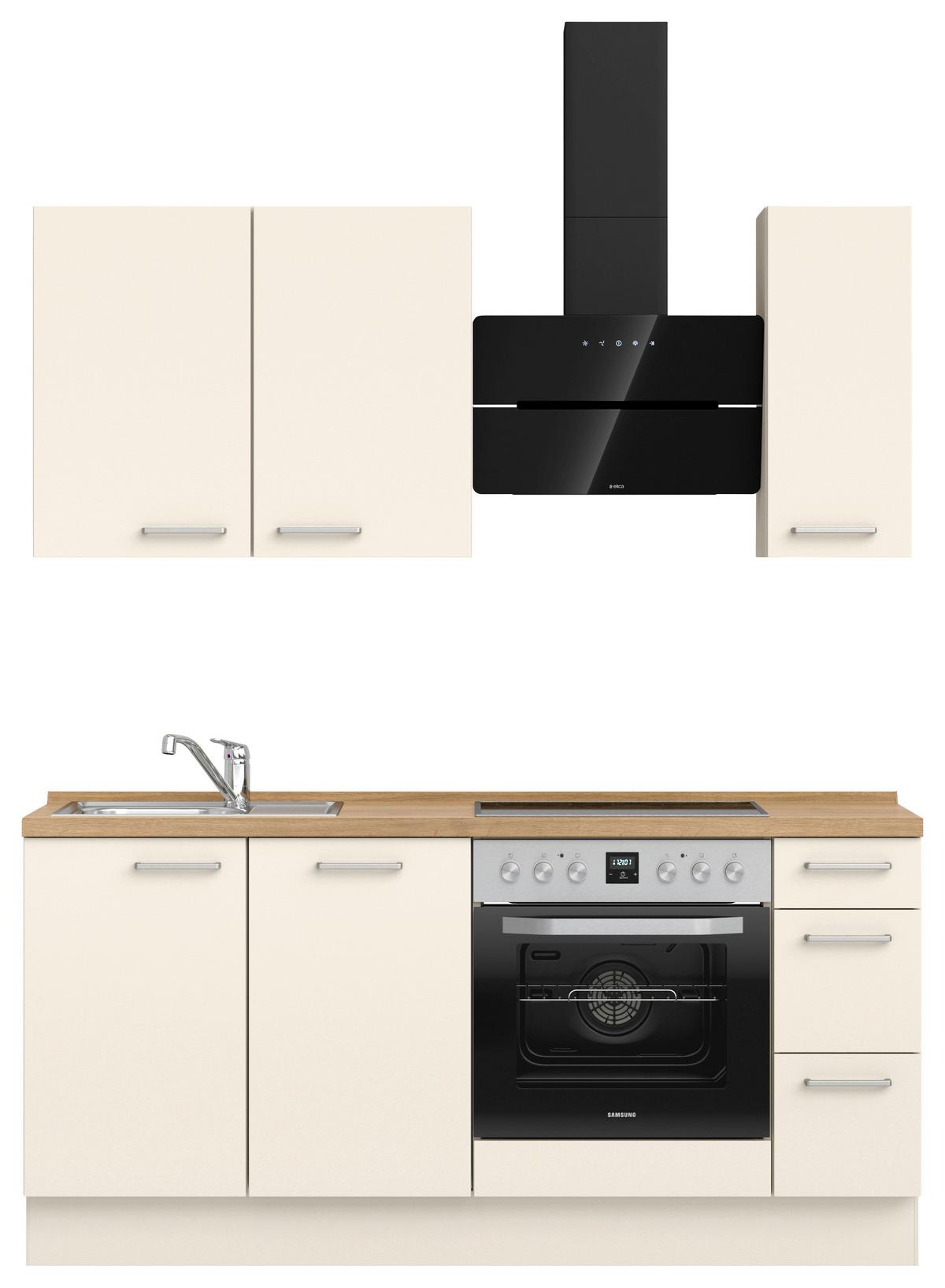 Küchenblock Touch High m. Geräten Magnolie - Edelstahlfarben/Eichefarben, MODERN, Holzwerkstoff/Metall (180cm) - Nobilia