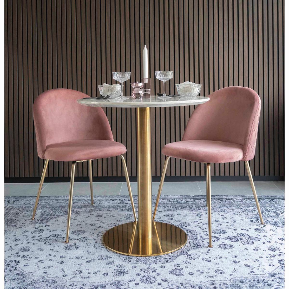 Esstisch Bolzano Grauweiß Marmoroptik - Messingfarben/Grauweiß, MODERN, Holzwerkstoff/Metall (70/70/75cm) - MID.YOU