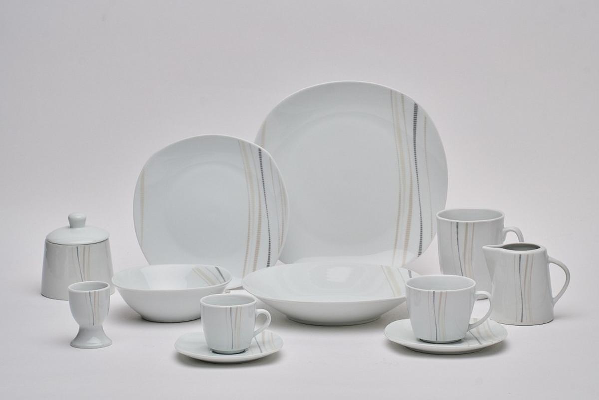 SERWIS OBIADOWO-ŚNIADANIOWY 12025 - beżowy/biały, Basics, ceramika - Novel