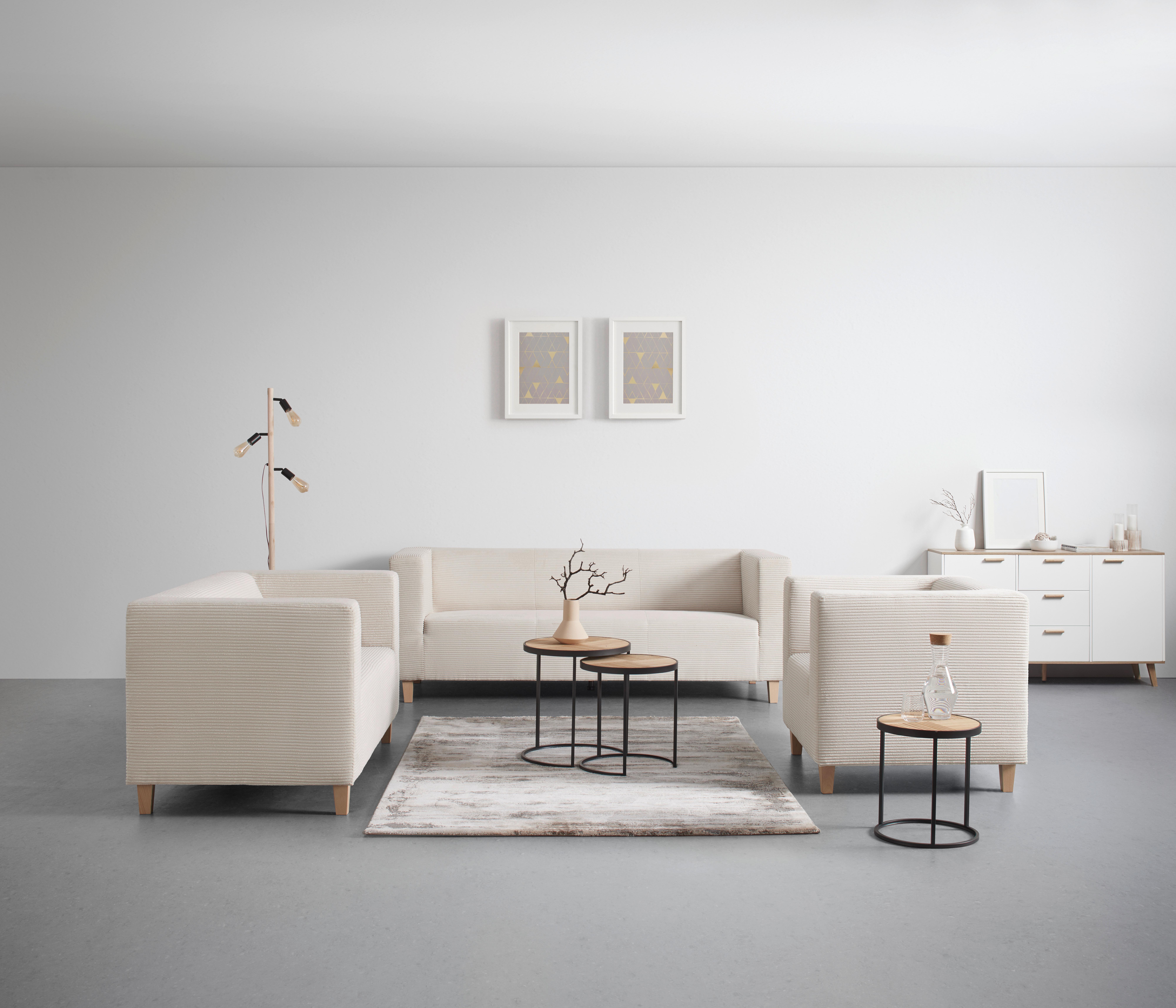 Kanapé Sam - krémszínű, Modern, textil (217/79/84cm) - Mömax