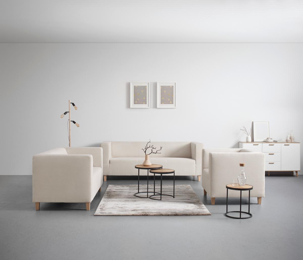 Trosed Sam, Krem - krem barve, Moderno, tekstil/les (217/79/84cm) - Mömax