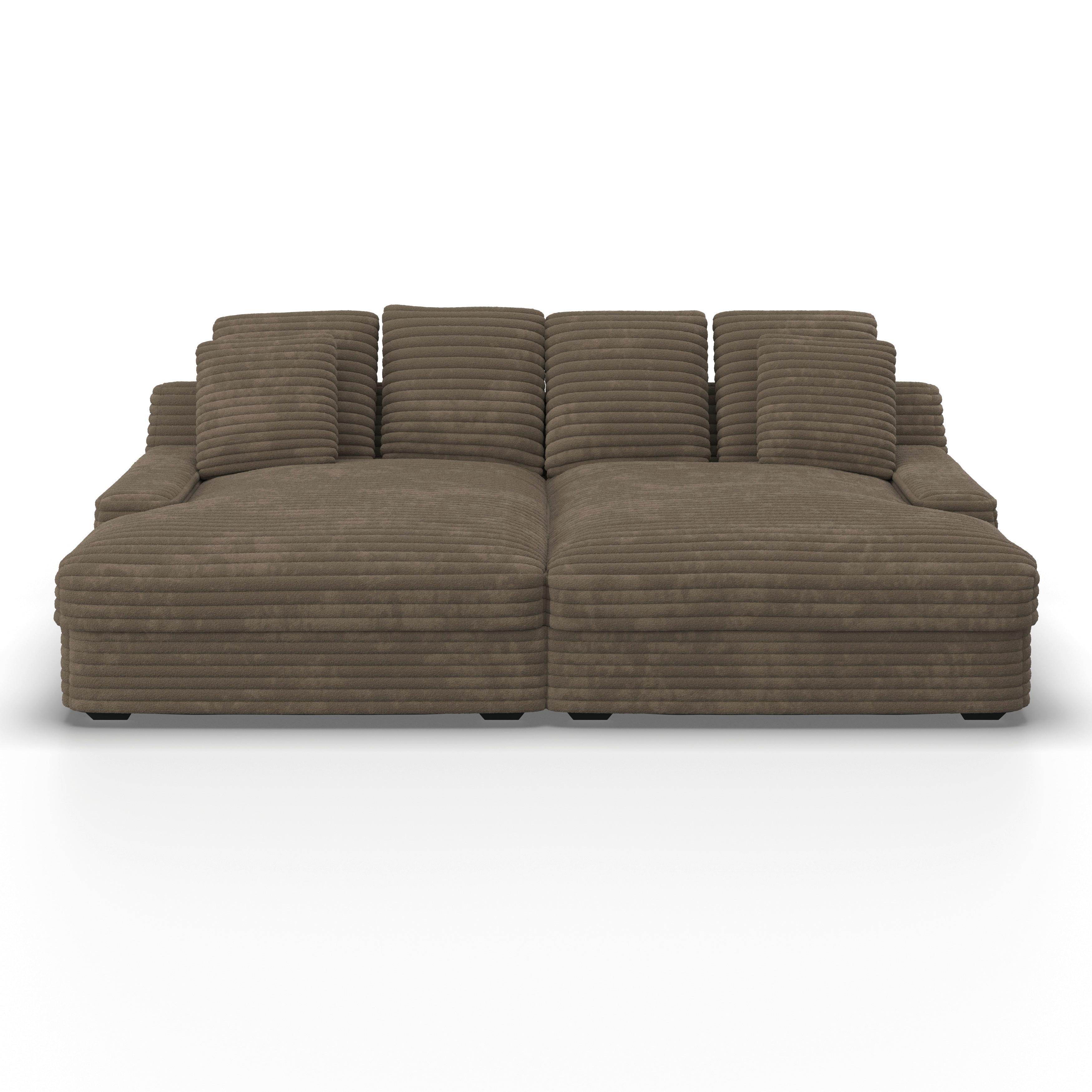 Big Sofa Loveseat Eleonora Cord Braun - Schwarz/Braun, MODERN, Holz/Kunststoff (250/97/168cm) - Bessagi Home