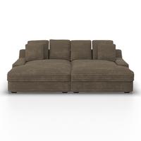 Big Sofa Loveseat Eleonora Braun Cord - Schwarz/Braun, MODERN, Holz/Kunststoff (250/97/168cm) - Bessagi Home