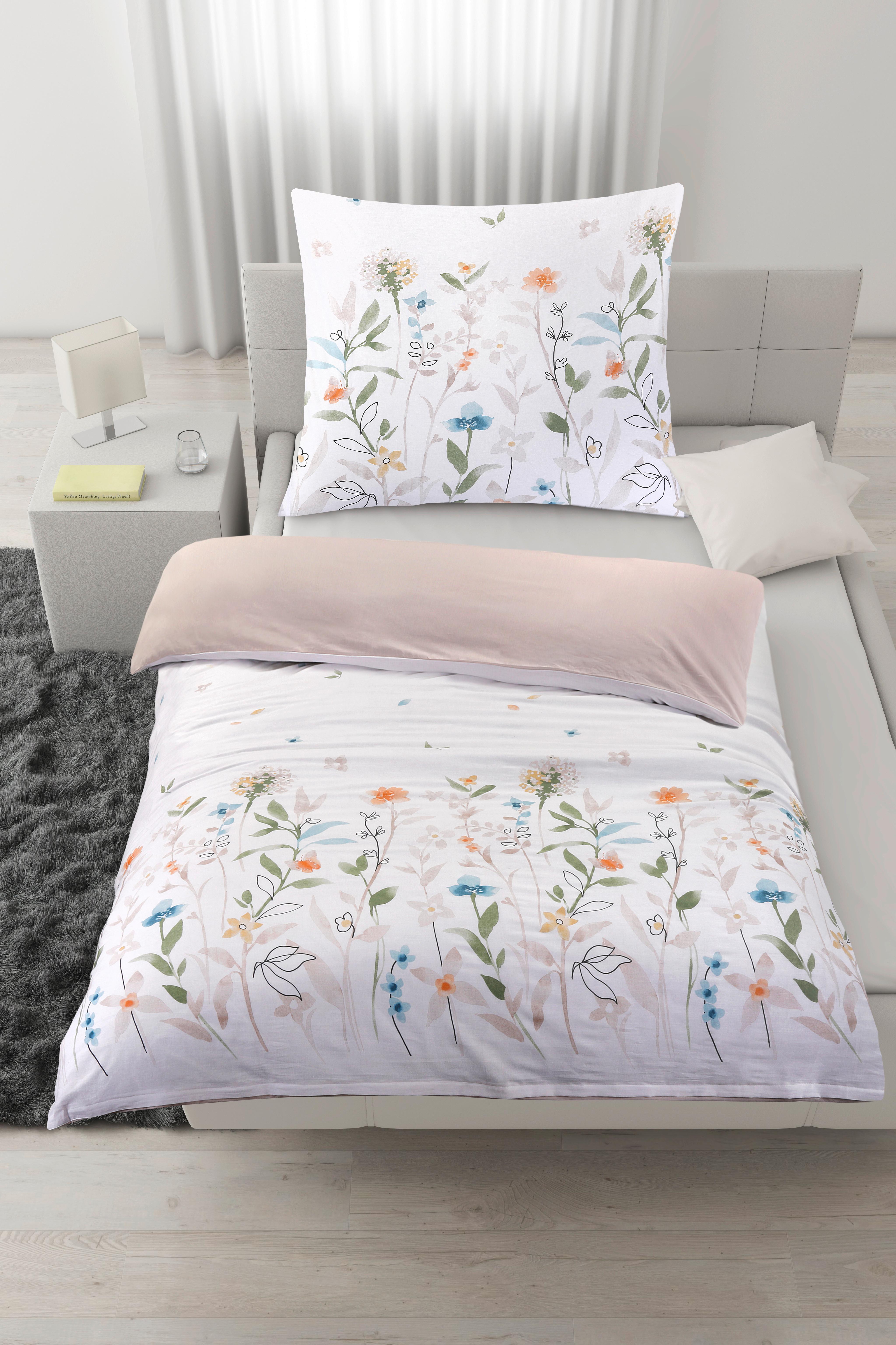 Bettwäsche Anne Multicolor ca. 135x200cm - Pastellblau/Salbeigrün, KONVENTIONELL, Textil (135/200cm) - Mömax