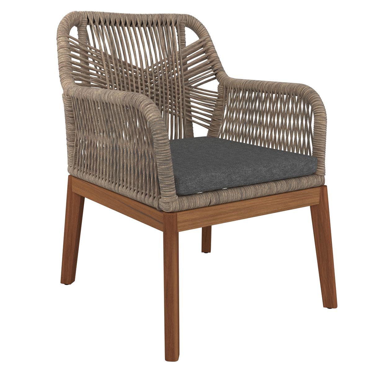 Gartenstuhl Finn in Beige/Teakfarben - Beige/Grau, Modern, Holz/Metall (64/87/65cm) - Mömax
