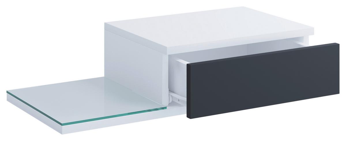NACHTTISCH KONSILA L - Weiss/Anthrazit, Modern, Glas/Holzwerkstoff (65/15/30cm) - MID.YOU