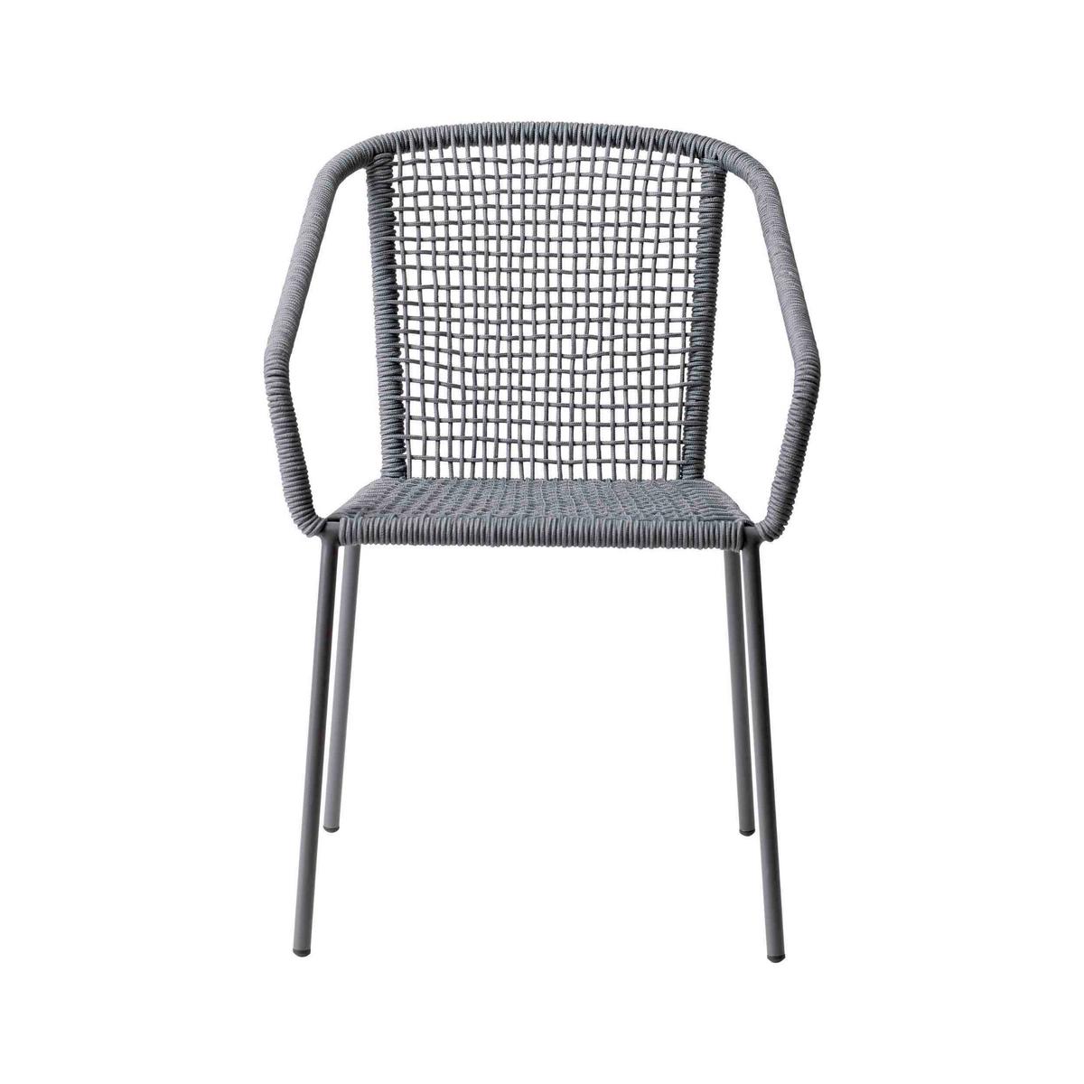 Gartenstuhl Vito - Dunkelgrau/Anthrazit, Natur, Kunststoff/Metall (52/82/60cm) - Gardenson