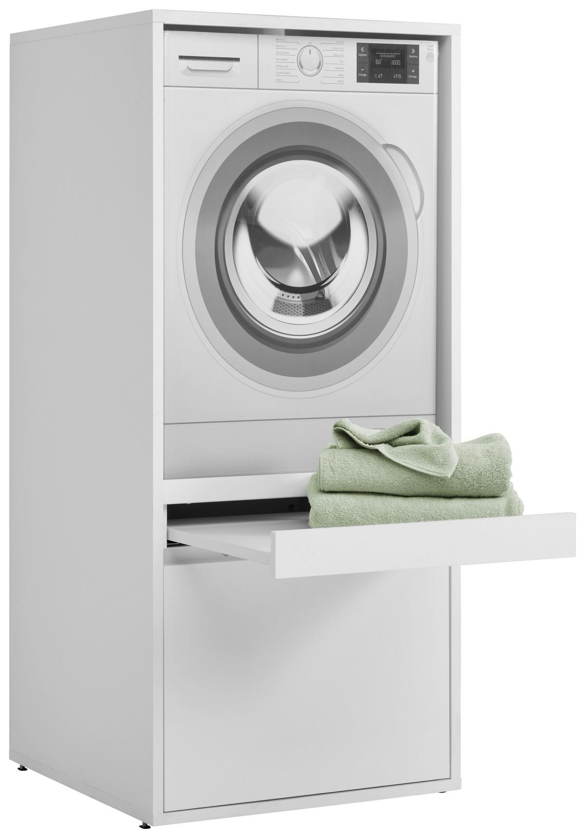 SZAFKA NA PRALKĘ LIV - biały, Basics, materiał drewnopochodny (67,5/151,8/67,5cm) - Xora