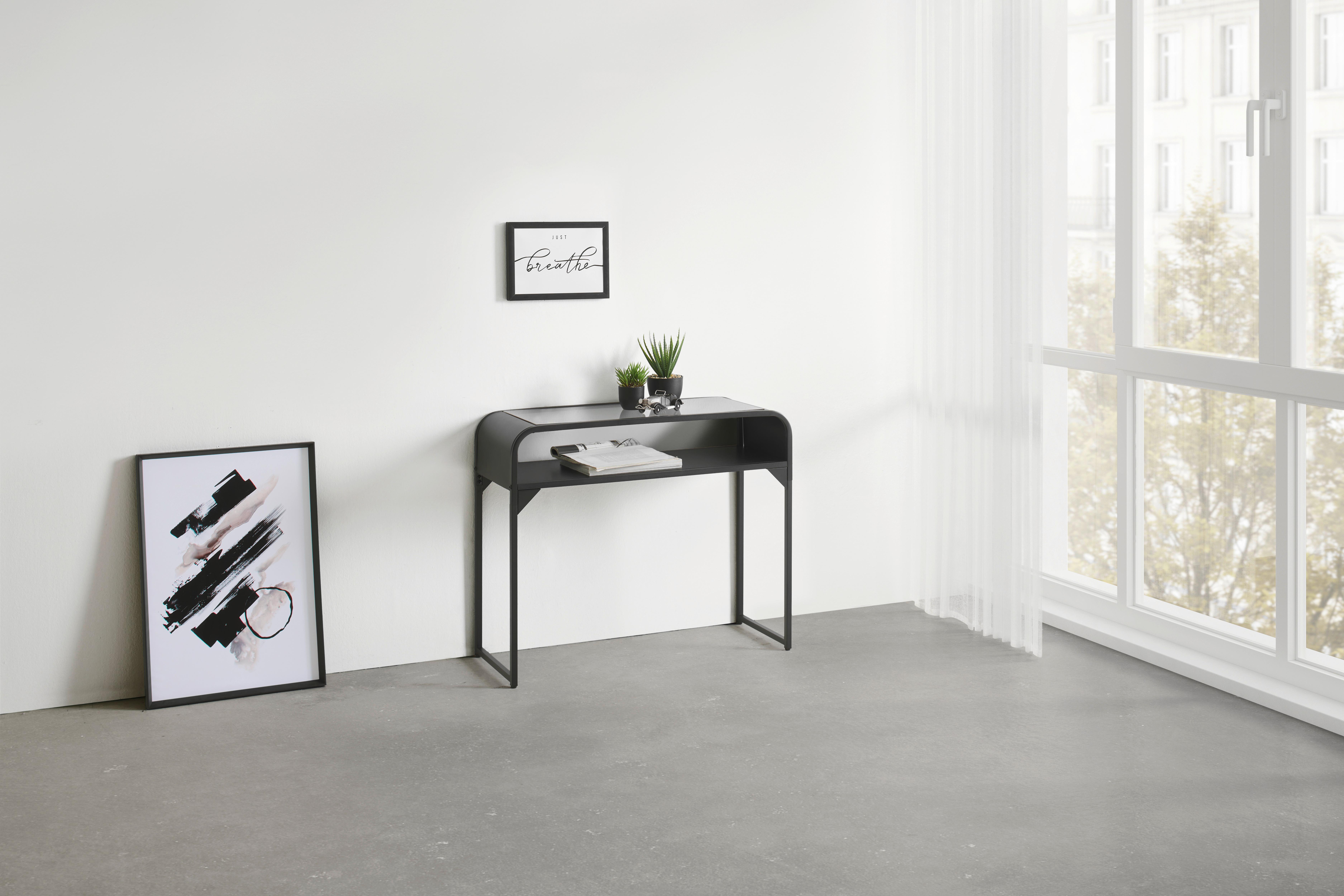 KONSOL FLORENZ -EXKLUSIV- - svart, Modern, metall/trämaterial (90/75/35cm) - Mömax