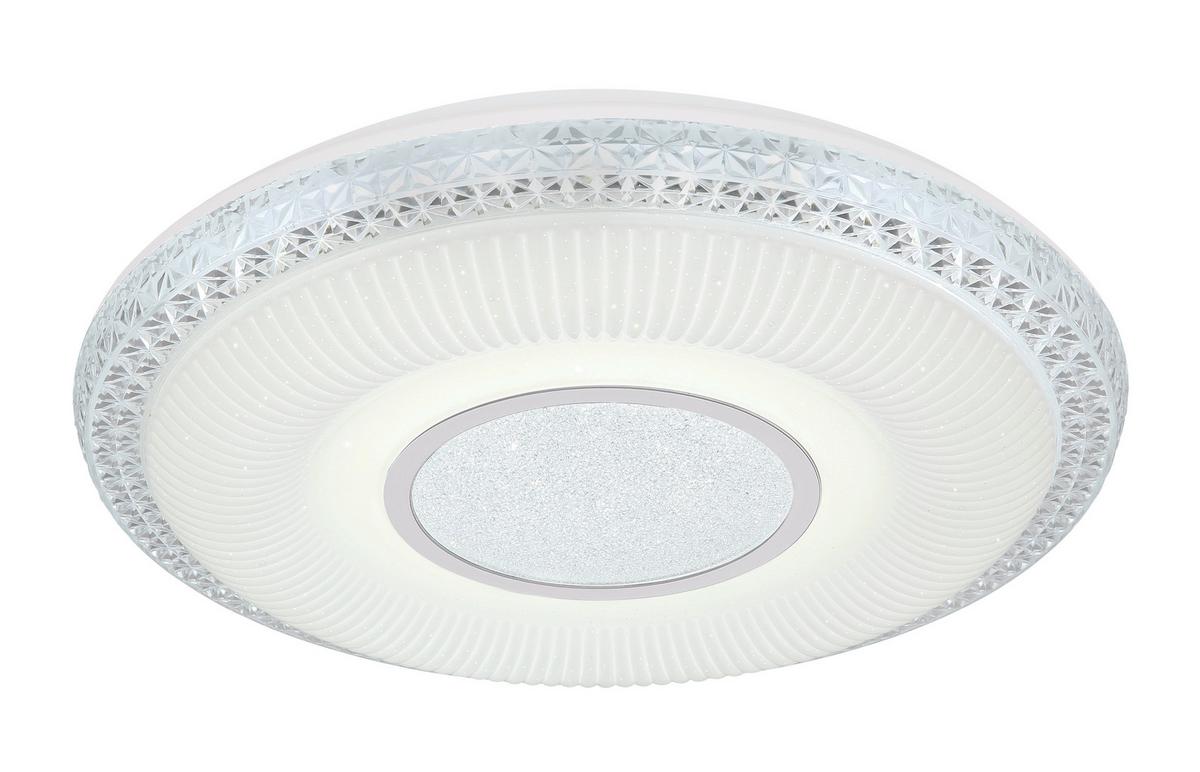 LED-DECKENLEUCHTE 48411-40RGB KLEMENS - Chromfarben/Weiss, Konventionell, Kunststoff/Metall (50/9cm) - Globo