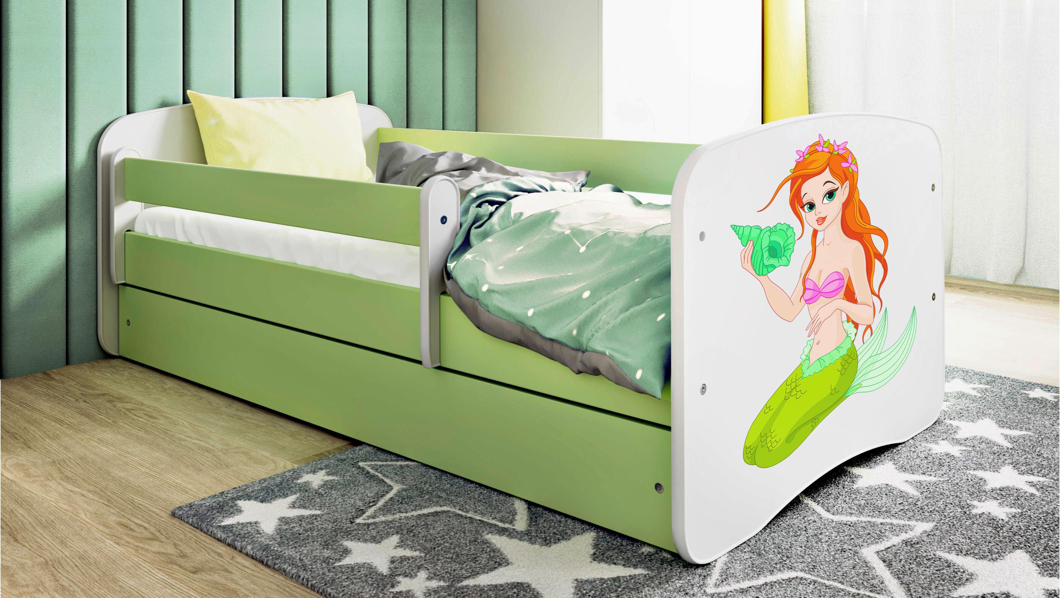 Otroška Postelja Babydreams, Bela, Zelena, 80x160cm - zelena/bela, Moderno, tekstil/leseni material (80/160cm) - MID.YOU