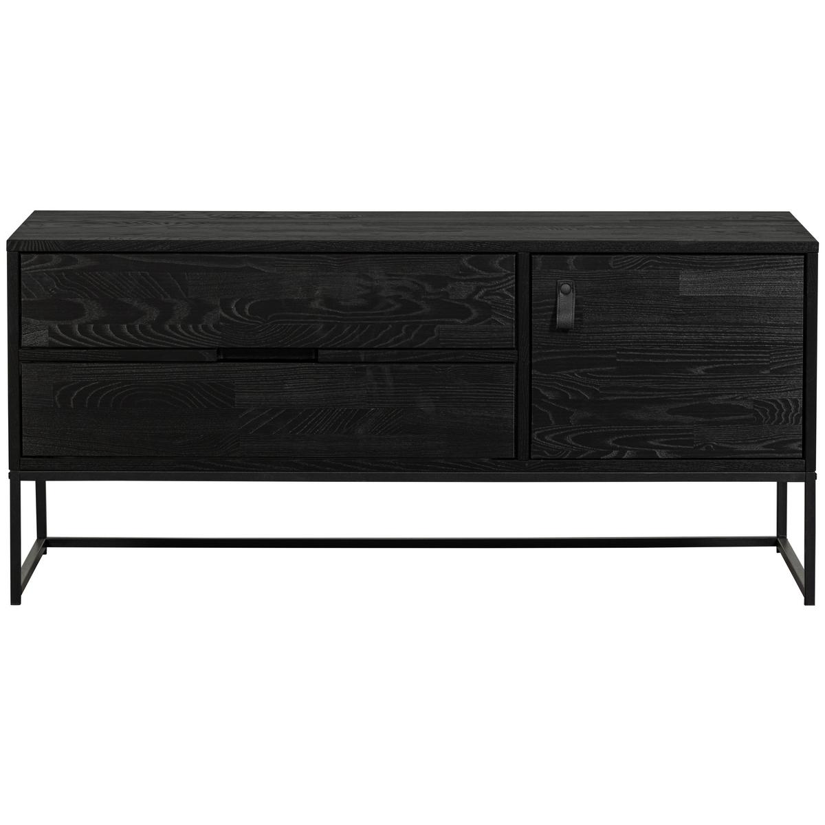 Lowboard Silas Schwarz - Schwarz, Design, Leder/Holz (120/55/44cm) - Livetastic