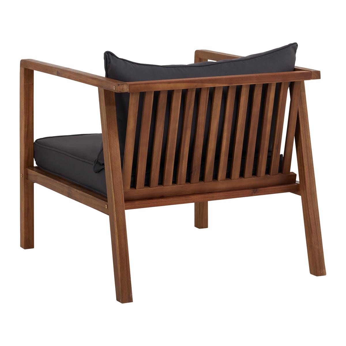 Loungegarnitur Pia Dunkelgrau Akazie/Outdoorstoff - Grau/Akaziefarben, MODERN, Holz/Textil (150/70/79cm) - Bessagi Garden