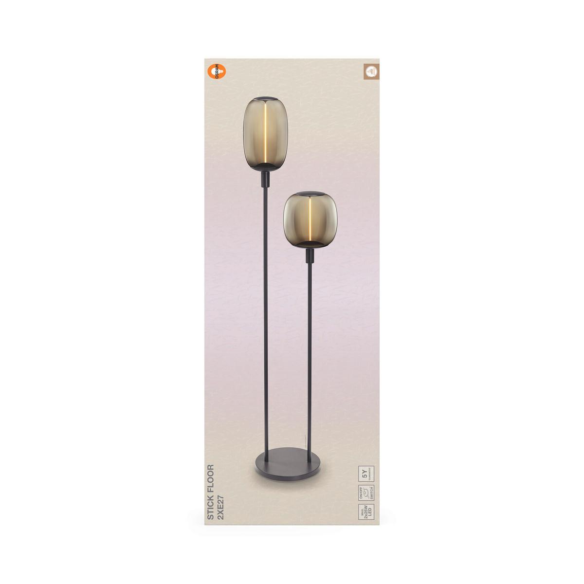 LAMPA STOJĄCA DECOR STICK FLOOR 2XE27 DG - ciemnoszary, Basics, metal (32/146cm) - Osram