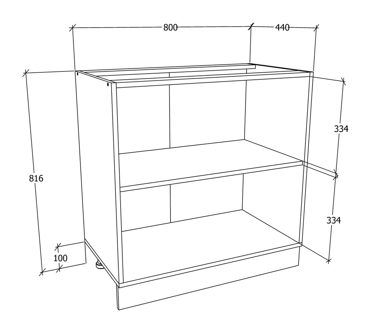 Kuhinjska Spodnja Omarica Esilo, Bela - bela/barve aluminija, Konvencionalno, kovina/leseni material (80/82/46cm) - MID.YOU