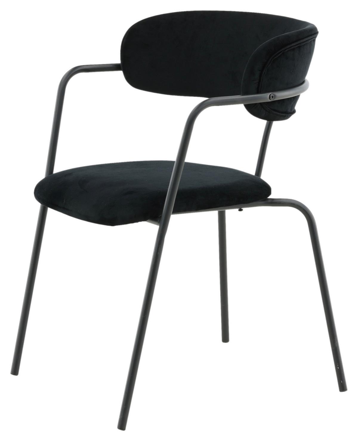 Stuhl-Set Arrow 2er-Set ca. 58x79 cm Samt Schwarz - Schwarz, Design, Textil/Metall (58/79/61cm) - Livetastic