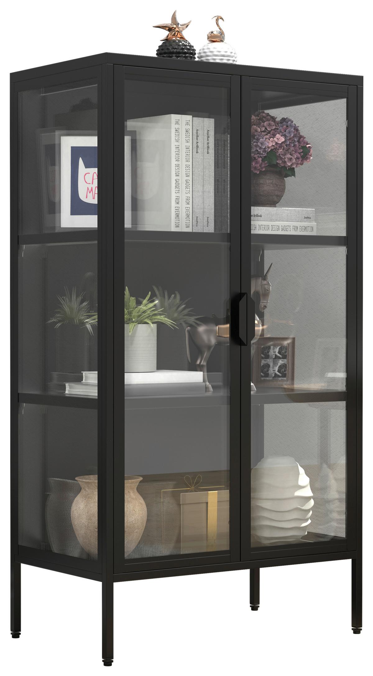 VITRINE FLOKA M - Weiss/Transparent, Design, Glas/Metall (60/110/35cm) - MID.YOU