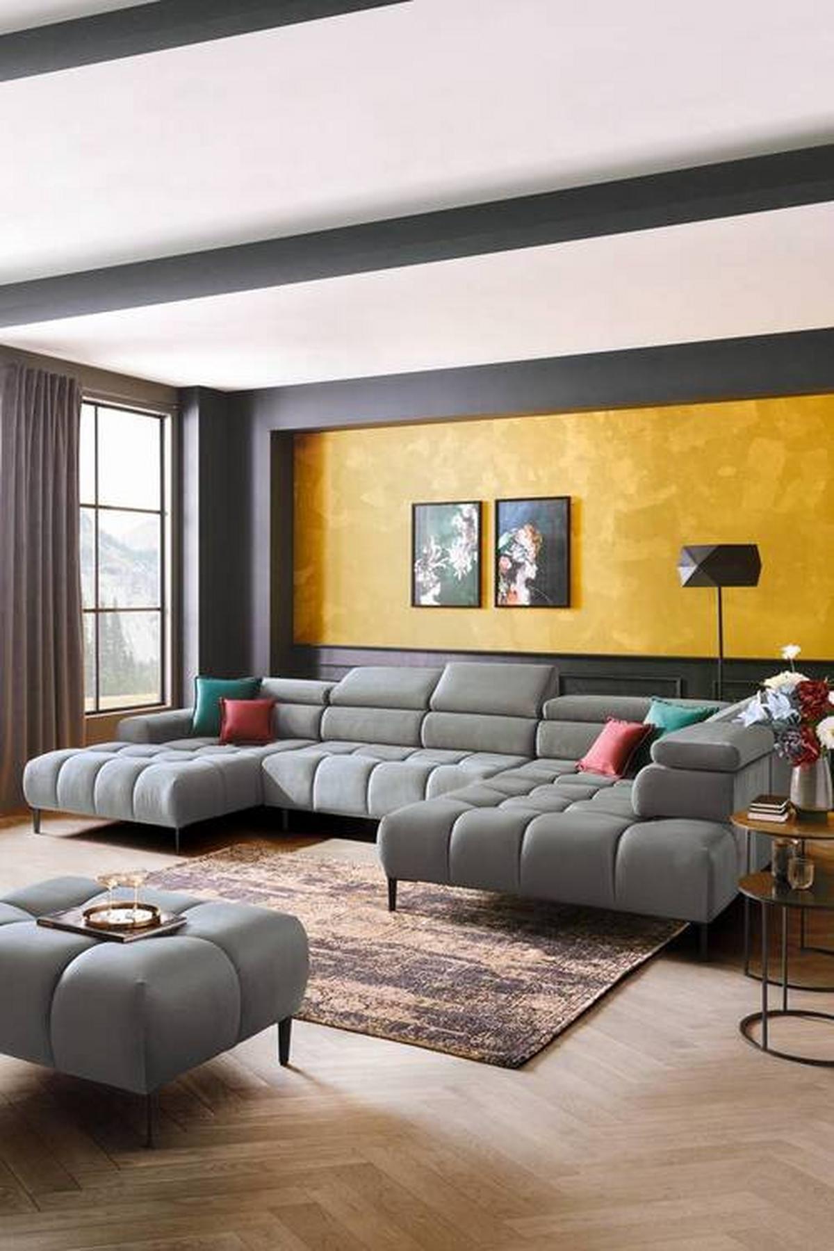 Coltar IMPERIA -EXKLUSIV- - gri, Design, textil (216/385/177cm) - Modern Living