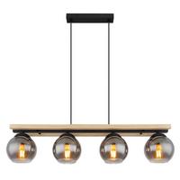 Hängeleuchte Conni Naturfarben max. 25 Watt - Schwarz/Naturfarben, Natur, Glas/Holz (85/15/120cm) - Globo