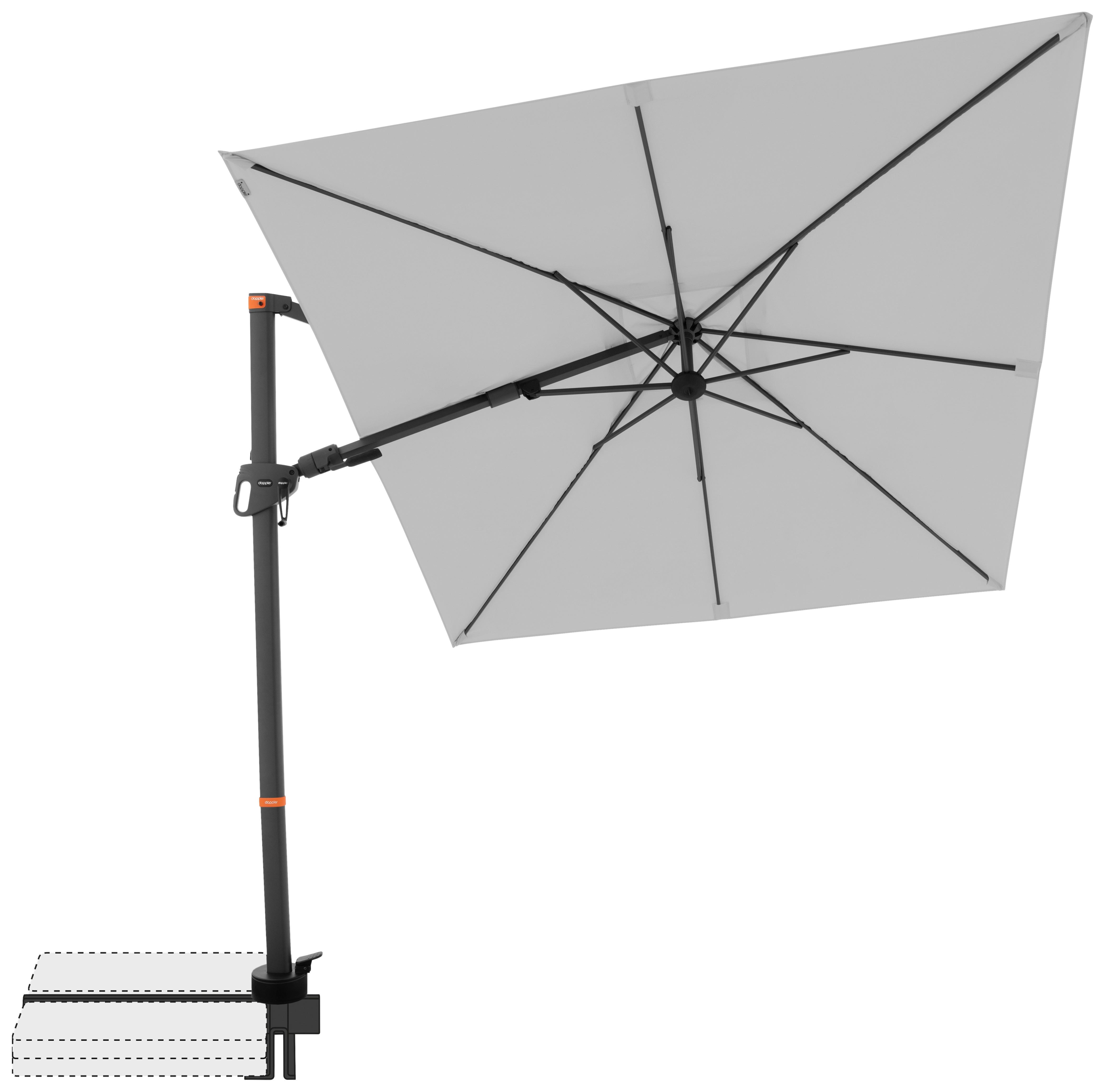 Ampelschirm Myzone Hellgrau ca. 210x210cm - Anthrazit/Hellgrau, Basics, Textil/Metall (210/210cm) - Doppler