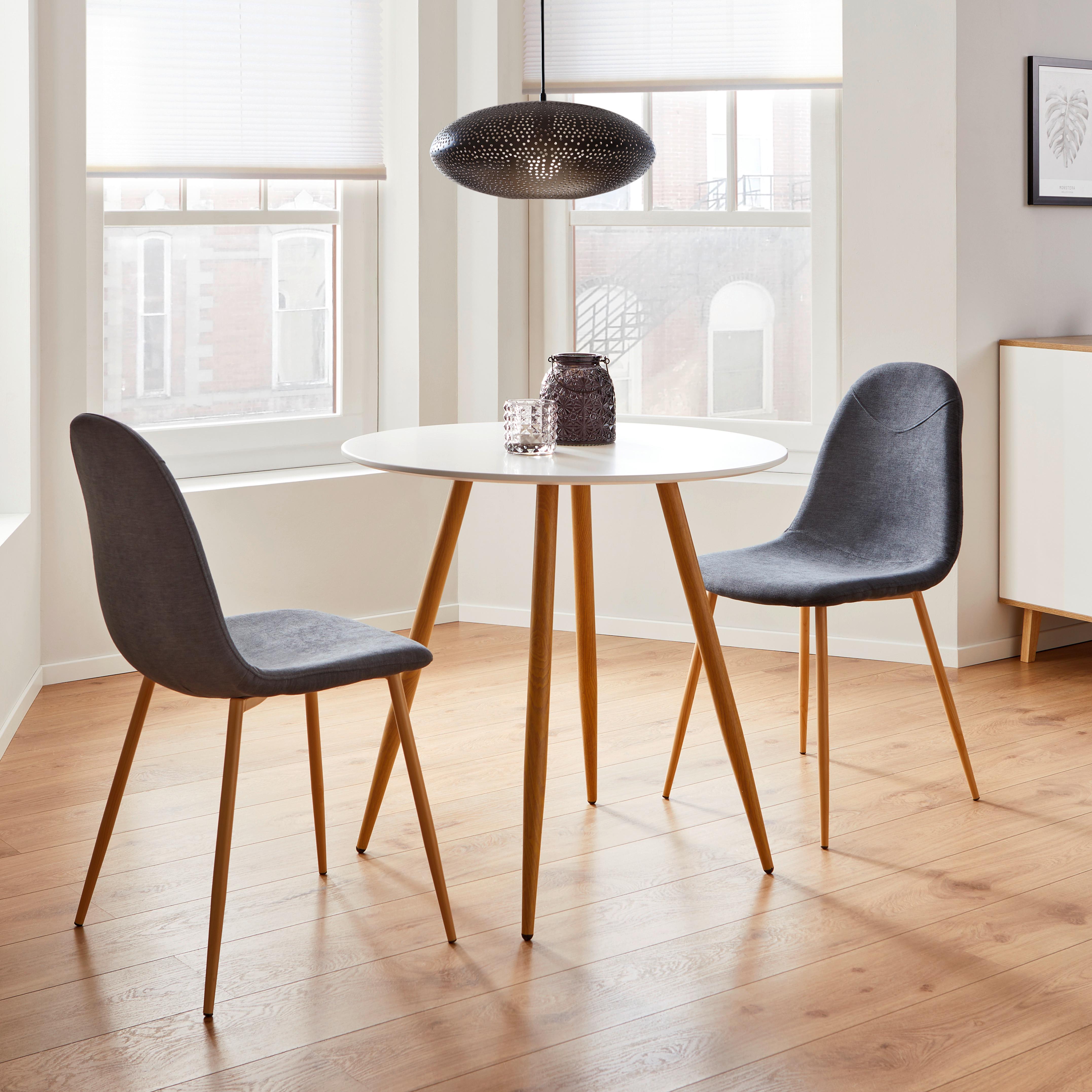 TABLE À MANGER JOHN - blanc/couleur chêne, MODERN, métal/bois (80/76cm) - Bessagi Home