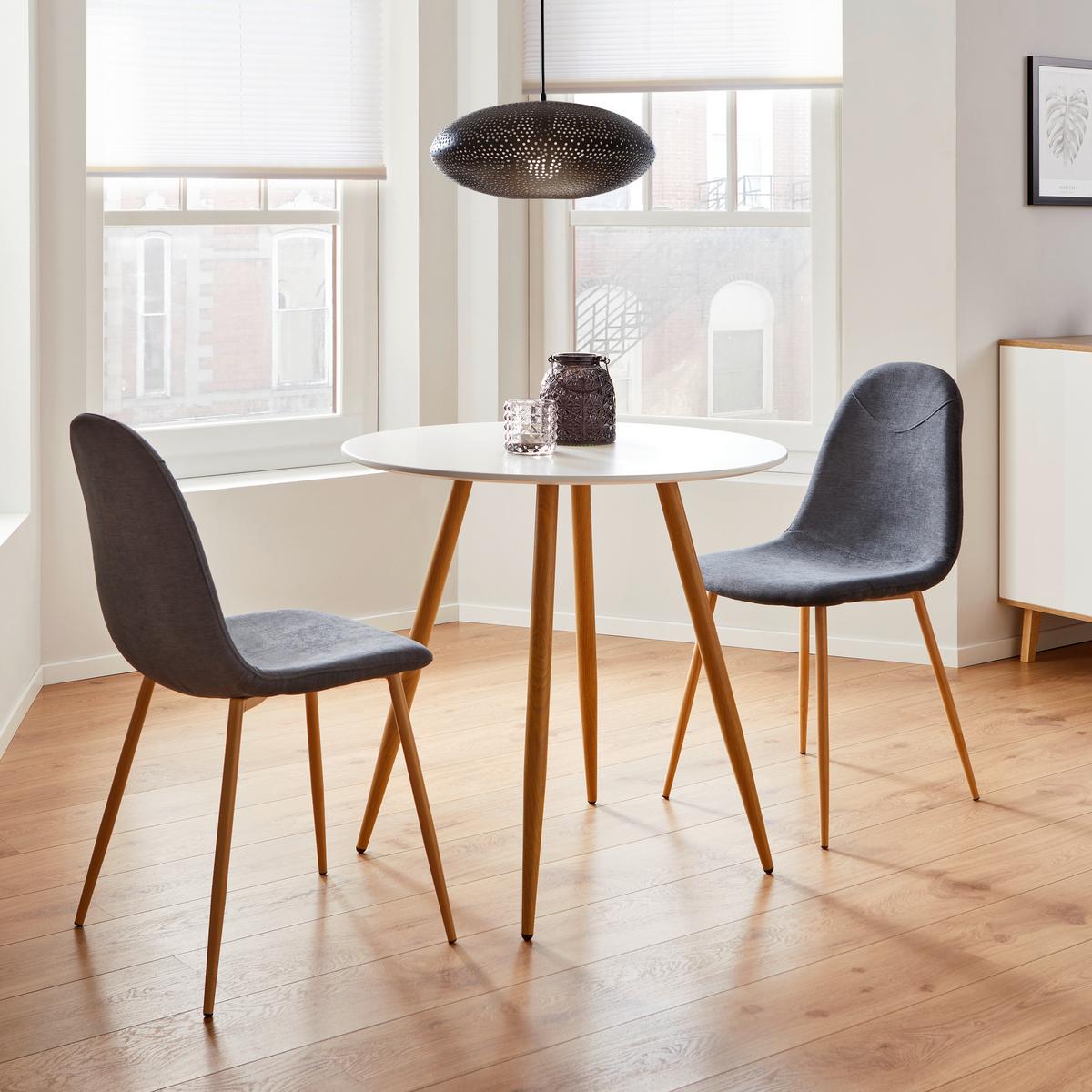 Esstisch rund John Weiß MDF Ø ca. 80 cm - Eichefarben/Weiß, MODERN, Holz/Metall (80/76cm) - Bessagi Home