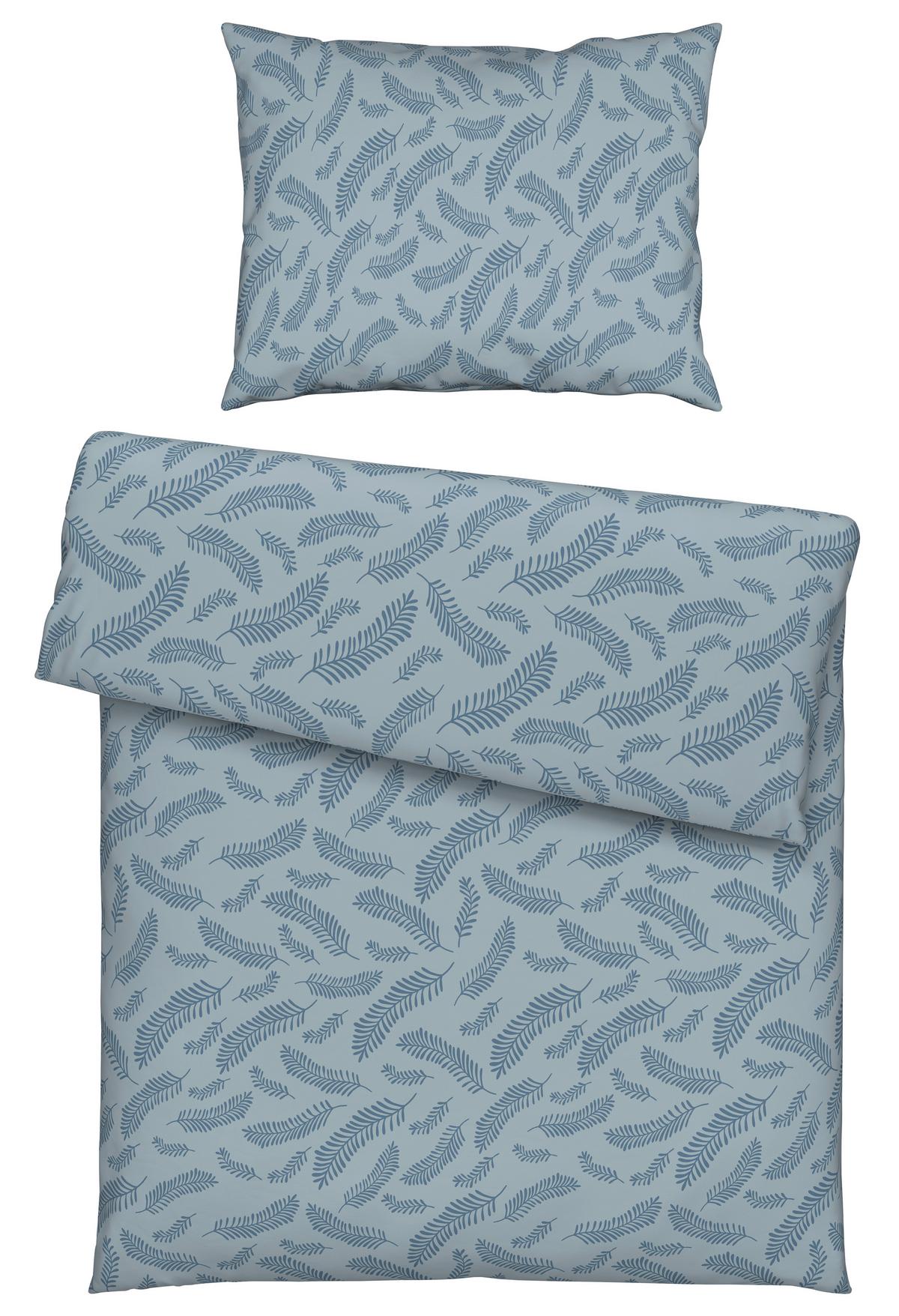 Lenjerie de pat Ferns,cca. 140x200/50x70 cm - albastru, Modern, textil (140/200cm) - Mömax