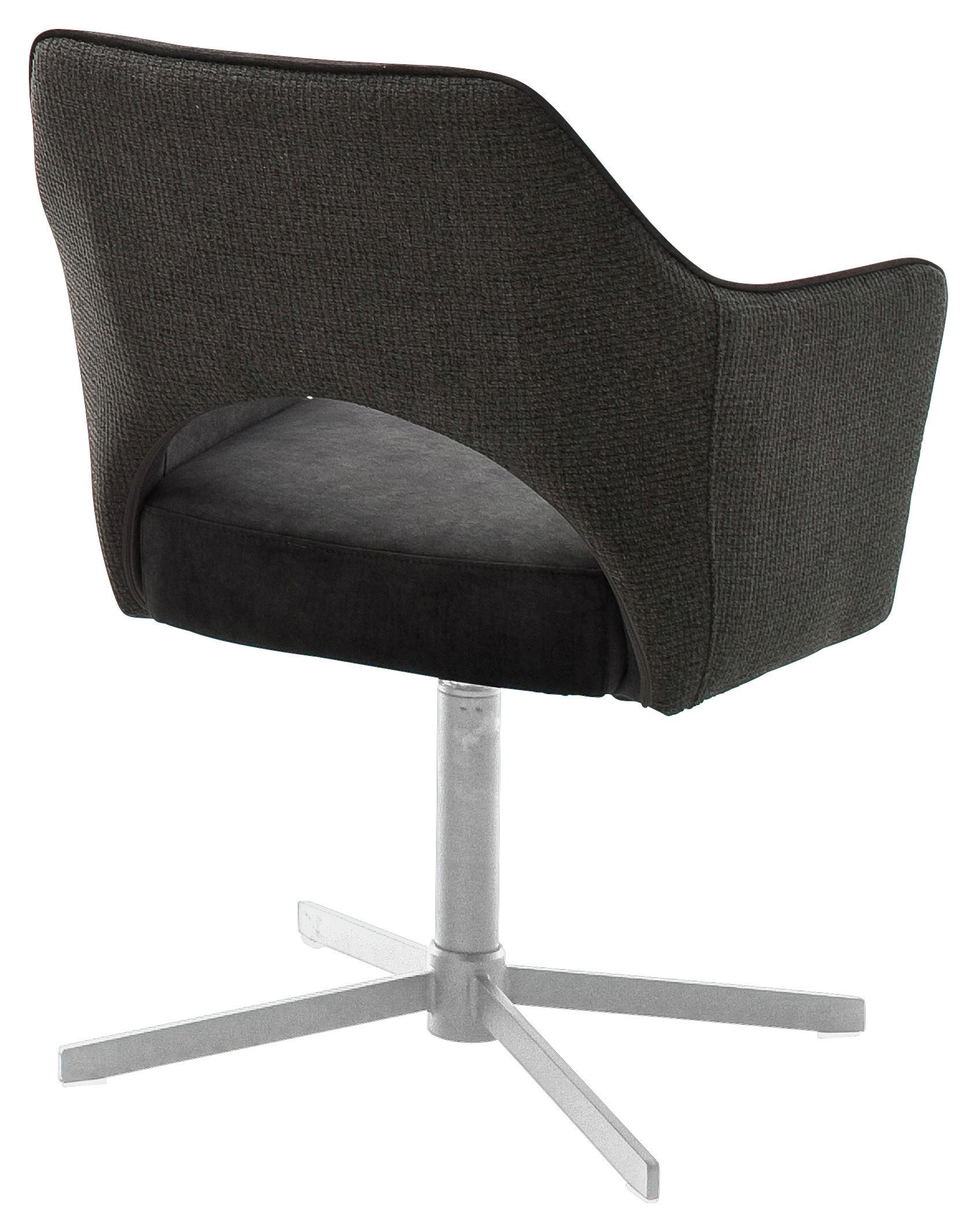 STOL MED ARMSTÖD VALLETTA - kromfärg/antracit, Klassisk, metall/textil (61/85/60cm) - Premium Living