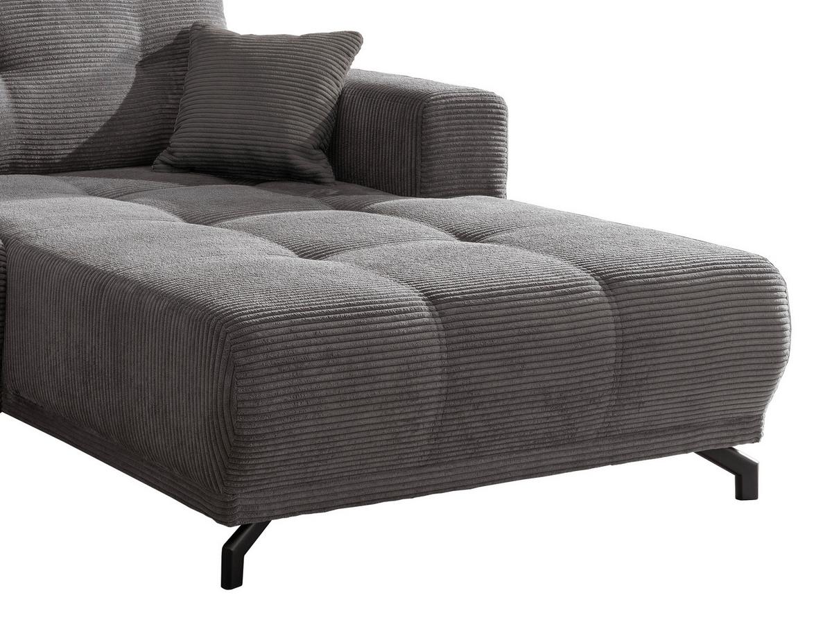 Wohnlandschaft Restato Grau Cord - Schwarz/Grau, MODERN, Holz/Textil (246/177cm) - MID.YOU