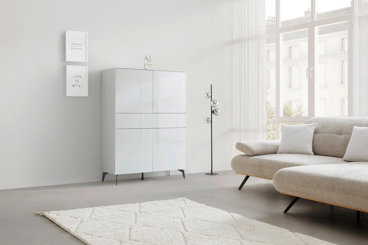 Komoda Silverstone - siva/crna, Moderno, staklo/drvni materijal (121/145/42cm) - Premium Living