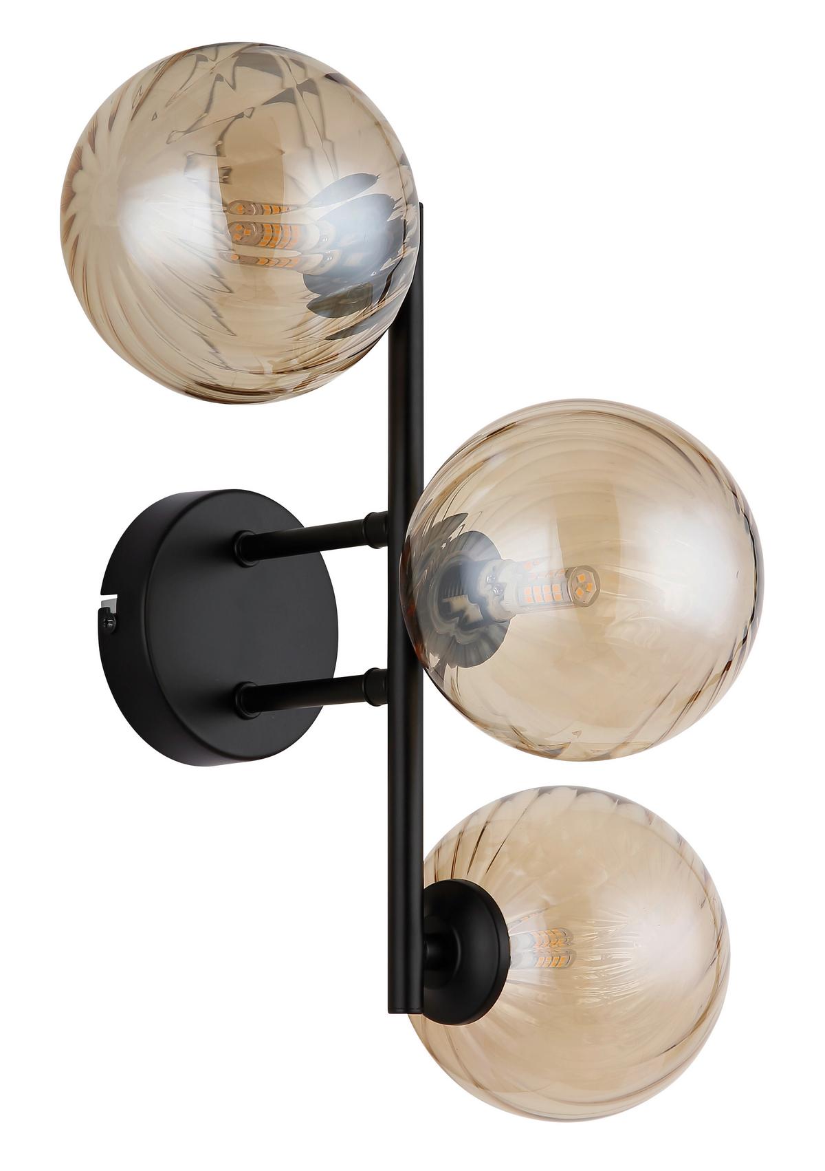 WANDLEUCHTE 56146W - Schwarzchrom/Orange, Design, Glas/Metall (36/28/25cm) - Globo