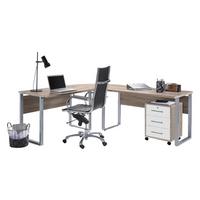 Büro Office Edition Set 0 Weiß/Eiche, 2-teilig - Weiß/Sonoma Eiche, MODERN, Holzwerkstoff/Metall - MID.YOU