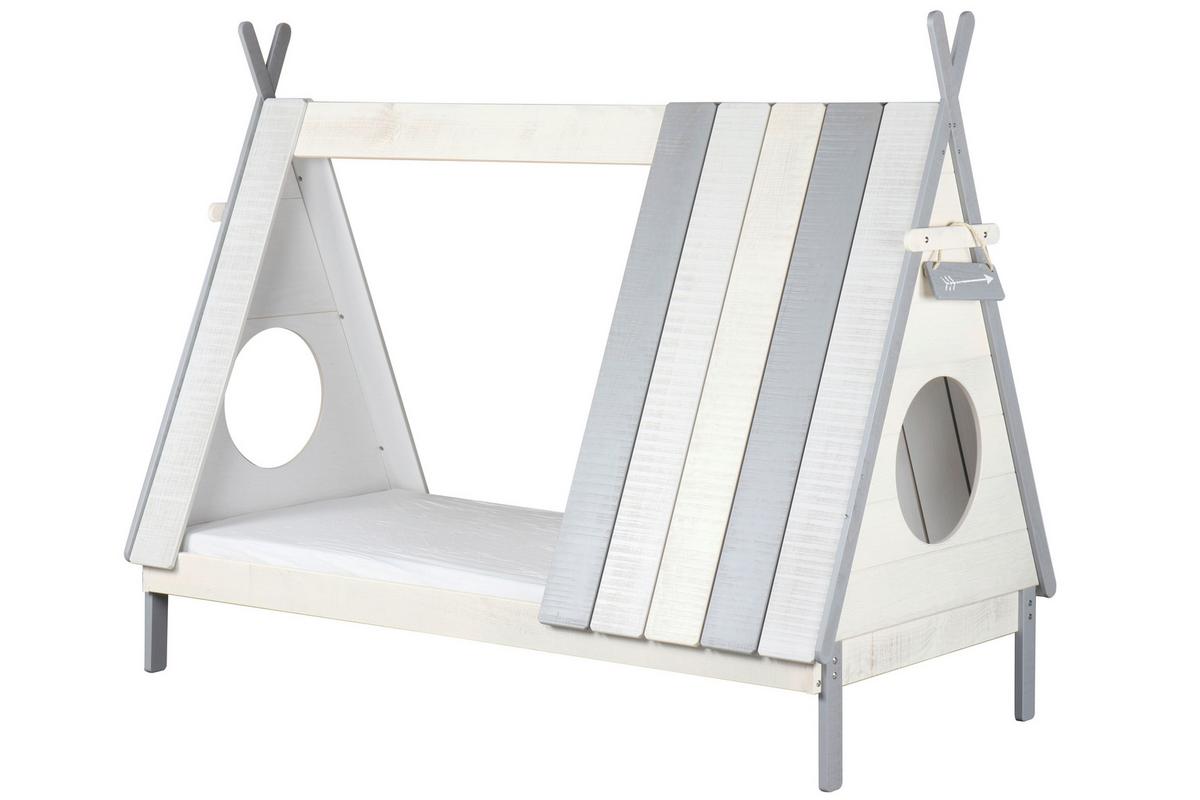 Hausbett ca. 90x200 cm Grau/Weiß - Weiß/Grau, Design, Holz/Holzwerkstoff (90/200cm) - Livetastic