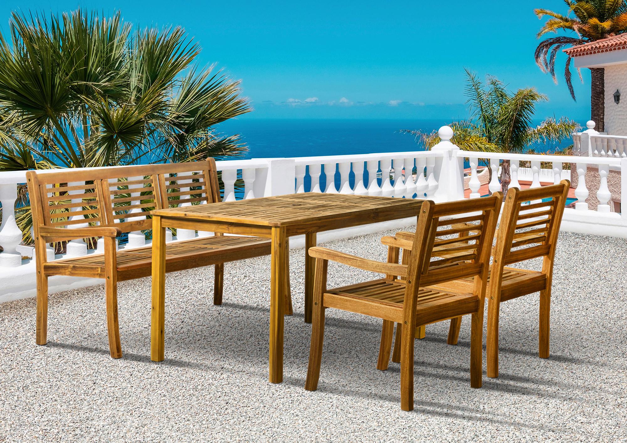 Gartentisch Naturfarben Akazienholz - Naturfarben, Natur, Holz (135/80/74cm) - Gardenson