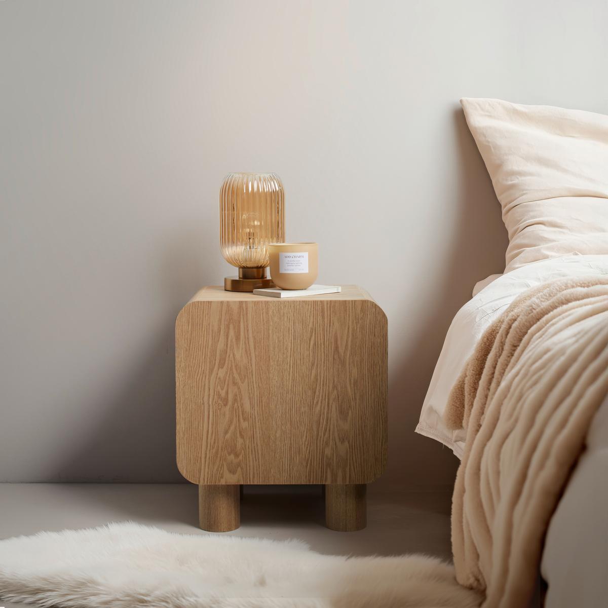 Éjjeliszekrény Alva - natúr, Modern, faalapú anyag/fa (40/45/30cm) - Premium Living