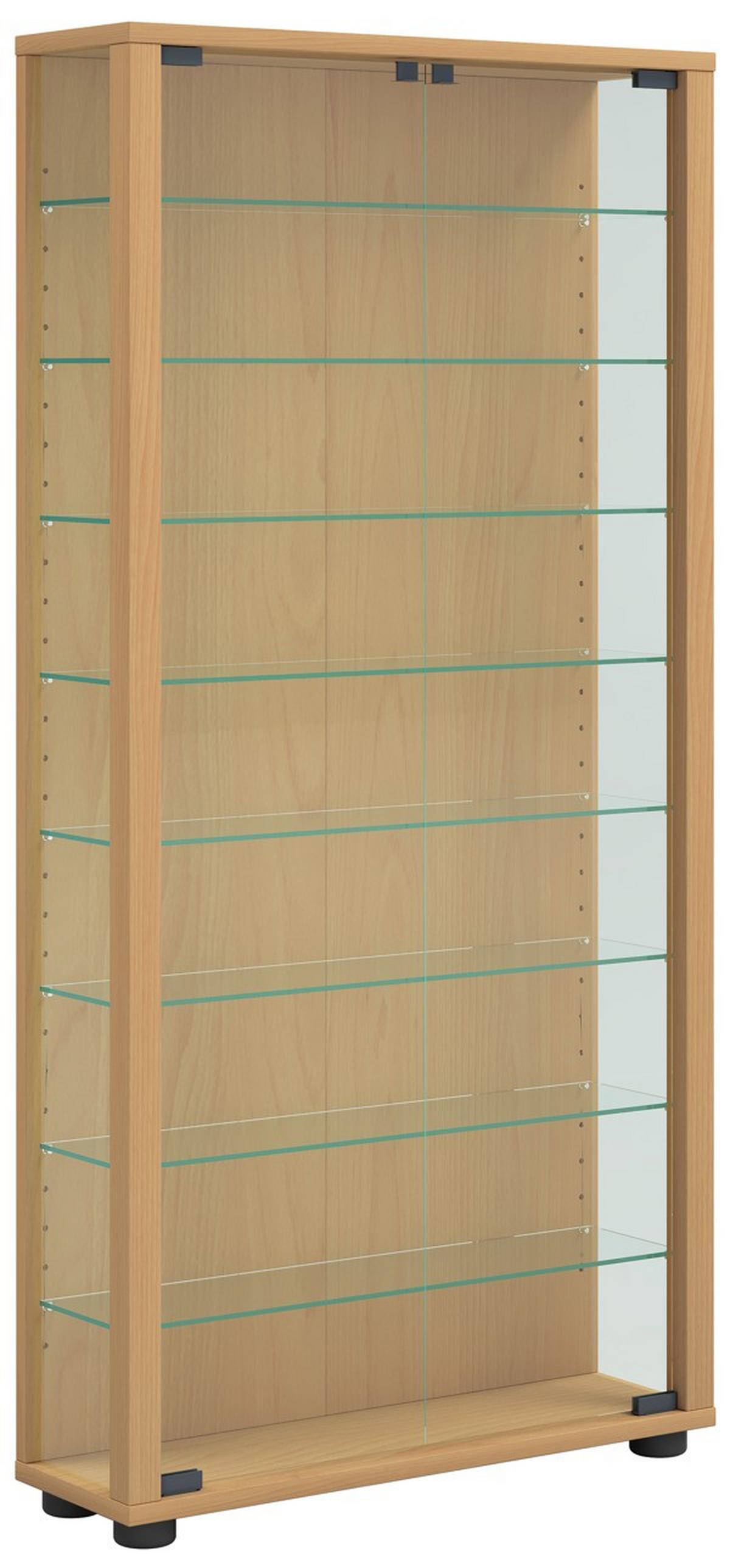 Vitrine Lumo ca. 59x115x18 cm Buche - Buchefarben, MODERN, Glas/Holzwerkstoff (59/114,8/18cm) - MID.YOU