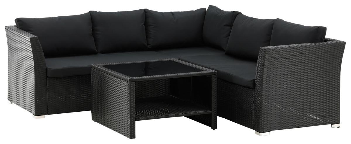 LOUNGEGARNITUR HAITI - Schwarz, KONVENTIONELL, Kunststoff - Gardenson