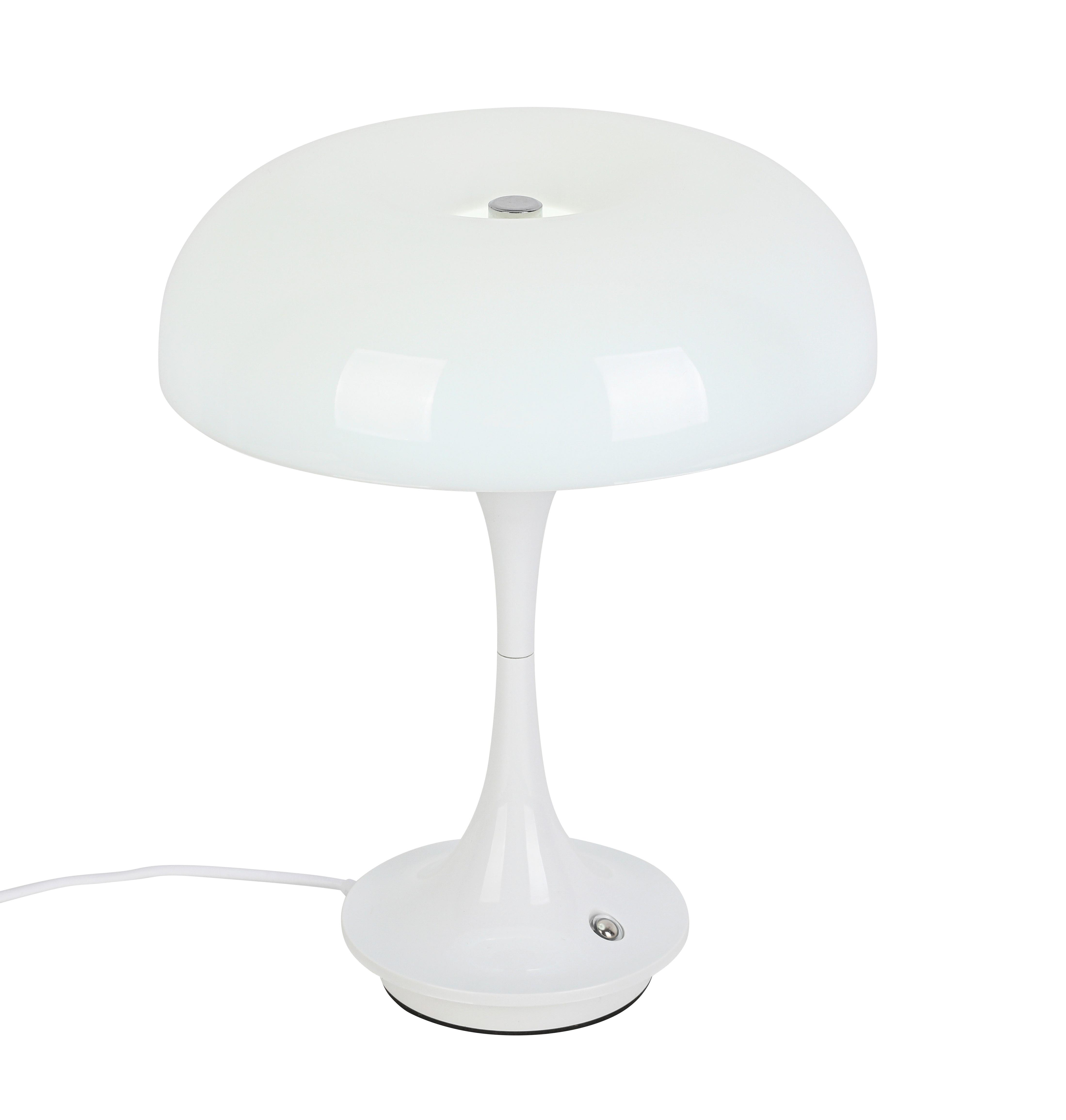 Veioză cu acumulator Retro - alb/culoare crom, Modern, plastic/metal (19,5/24cm) - Mömax