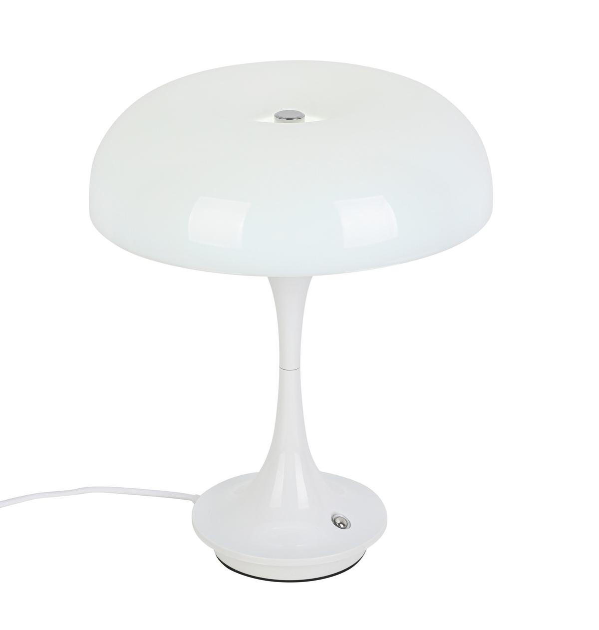 Veioză cu acumulator Retro - alb/culoare crom, Modern, plastic/metal (19,5/24cm) - Mömax