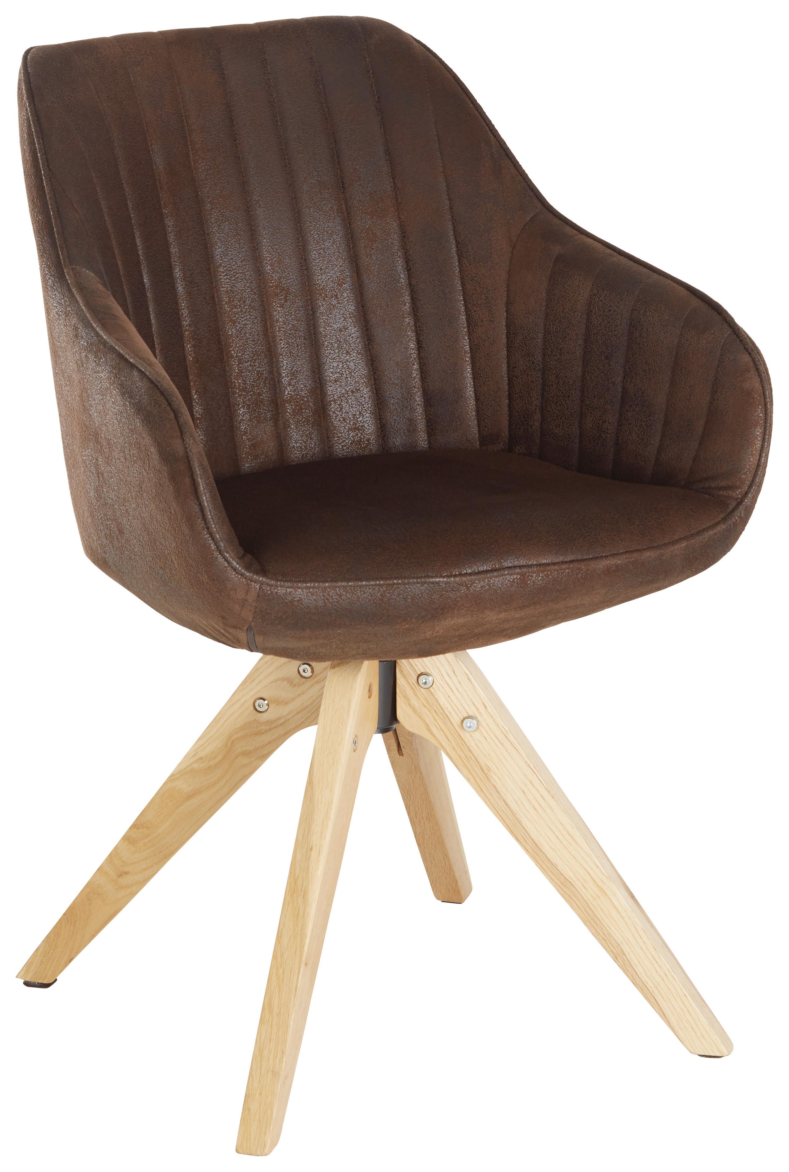 Stolica S Naslonom Za Ruke Chill - tamno smeđa/boje hrasta, drvo/tekstil (60/83/65cm) - Premium Living