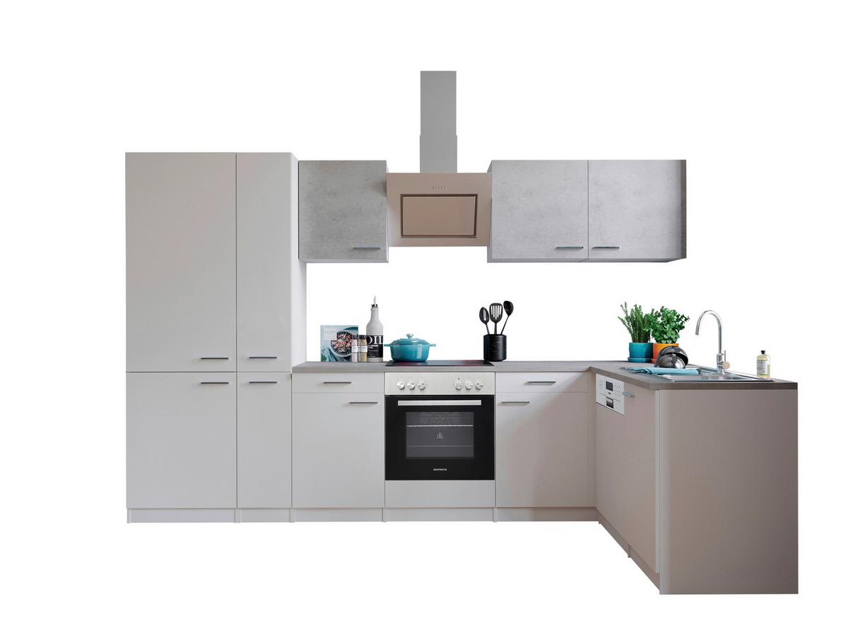 Küchenblock Malia mit Geräten ca. 210 cm Grau - Edelstahlfarben/Graphitfarben, Basics, Holzwerkstoff/Metall (310/171cm) - Respekta